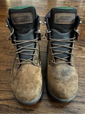 Dunham Men's Brown Waterproof Lace-Up Work Boots with Black Collar